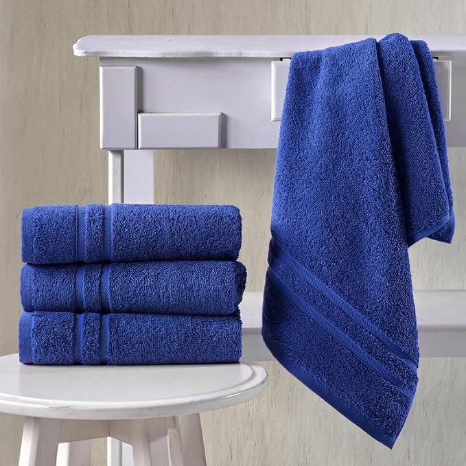 Hawmam Linen Royal Blue Hand Towels 4 Pack Turkish Cotton Premium Quality Soft - Image 5