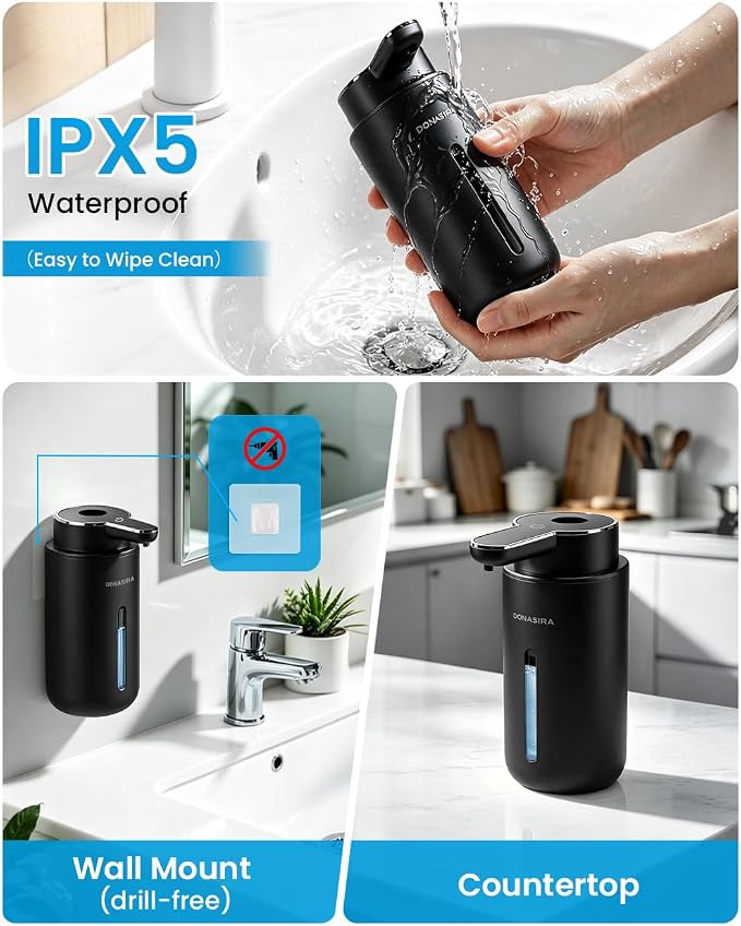 Touchless Automatic Liquid Soap Dispenser, Rechargeable Black | 410 mL - Image 6