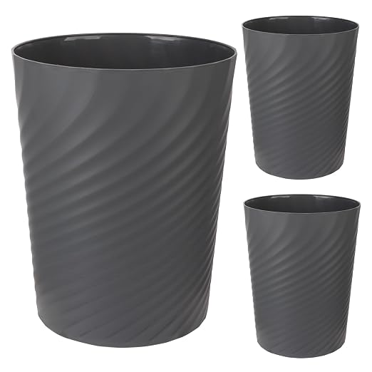 Plastic Small Bathroom Trash Can Wastebasket Garbage Can, Dark Grey, 3 Pack | by UUJOLY