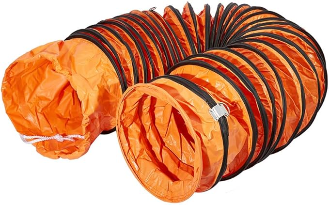 PVC Flexible Duct Hose 25FT, HVAC Duct Hosing Flame Retardant for 8in Ventilator Utility Blower Fan with Adjustable Rope and D-Ring, Easy Storage (8inx25ft)