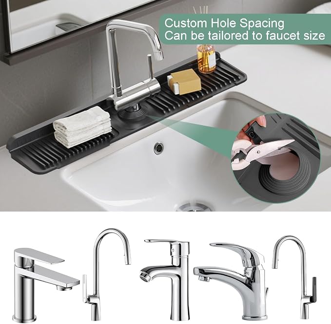 24 Inch Faucet Mat for Kitchen Sink Silicone Folding Faucet Mat for Bathroom - Image 8