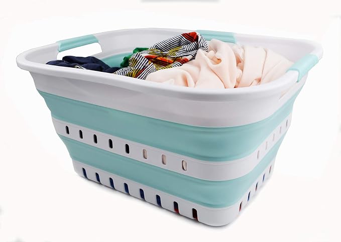 SAMMART 30L Collapsible 3 Handled Plastic Laundry Basket - Image 5