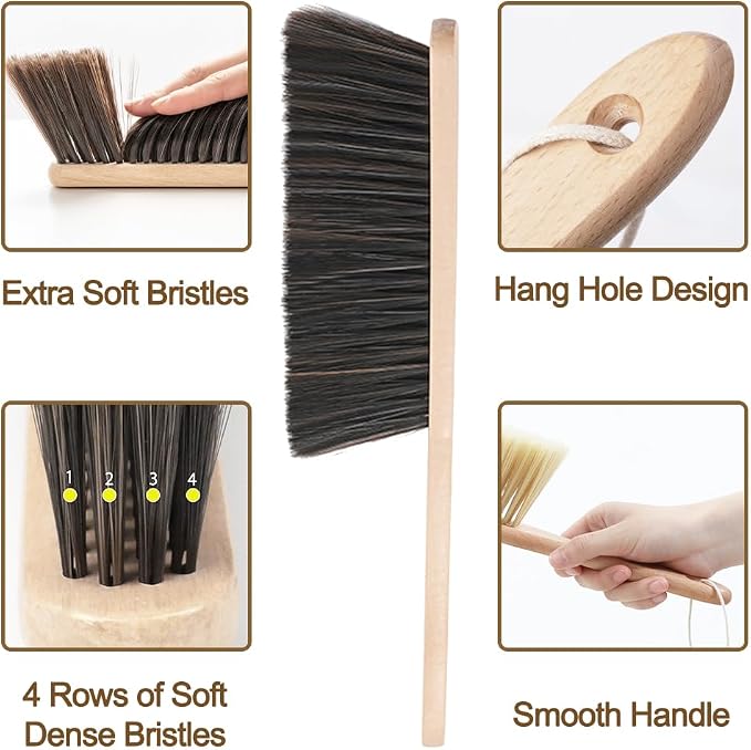 2 Pieces Wooden Dust Brush Hand Broom, Bench Brushes - Image 3