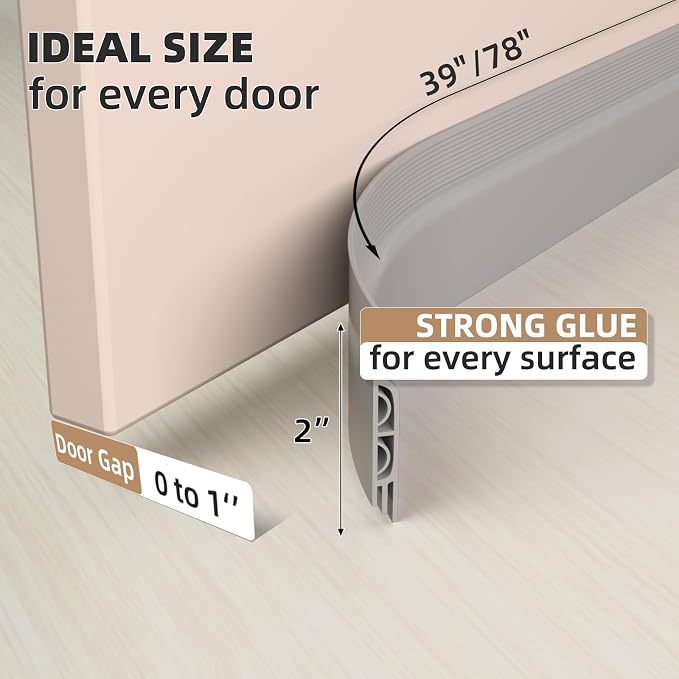 KNEELISA 39" Gray Under Door Draft Stopper Interior - Image 4