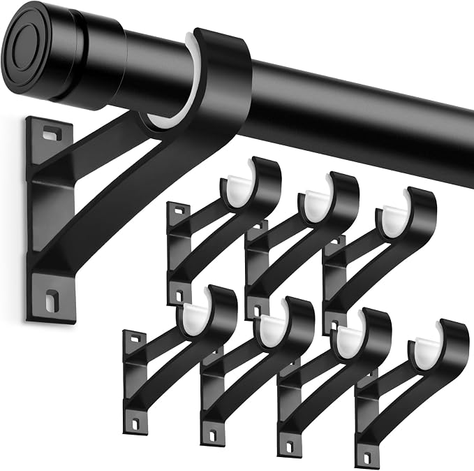 KOLAKO 8 Pack Curtain Rod Bracket, 1 Inch Heavy Duty Holder Black Drapery by KOLAKO