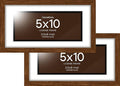 Homeforia 5x10 Business License Brown Frame, High End Dark Oak 5 x 10 Wood Document Certificate Frames with Mat 4x9, 5by10 Walnut Wooden Frames for Wall or Tabletop, Tempered Glass, Wall Kit, Set of 2