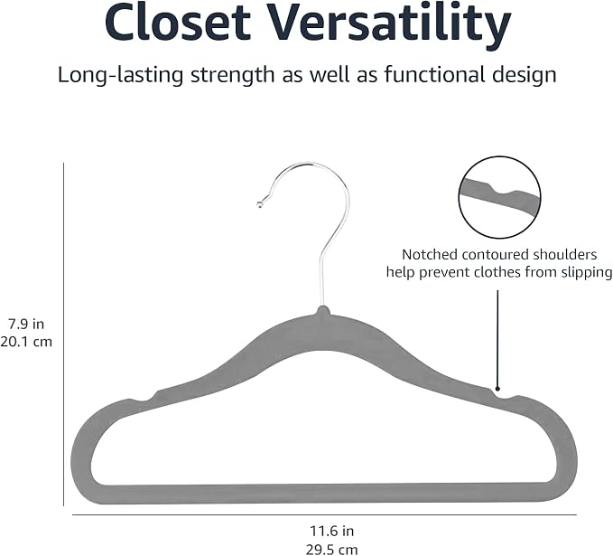 Amazon Basics Kids Velvet Non-Slip Space Saving Clothes Hangers - Image 4
