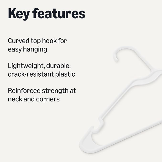 Amazon Basics Space Saving Plastic Clothes Hangers, Sturdy Closet Organizer - Image 2