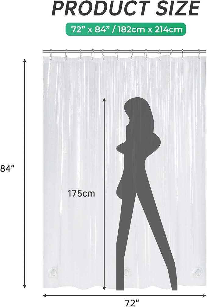 AmazerBath Plastic Shower Curtain 84 Inches Long, 72 x 84 Clear Weighted Extra - Image 6