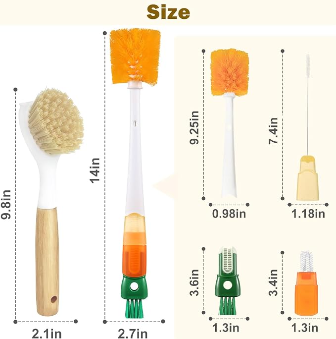 XYFuuee 5 Pack Bottle Brush Set, 5 in 1 Water Bottle Cleaning Brush, Long - Image 7