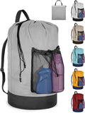 Laundry Bag with Shoulder Straps and Mesh Pocket Laundry Backpack Large by CATOTEL