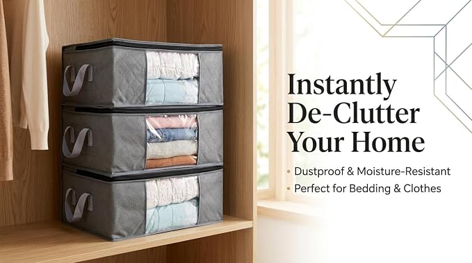 Storage Clothes Bins Closet Bags - 35L Containers Organizer Boxes Clothing Bin - Image 6