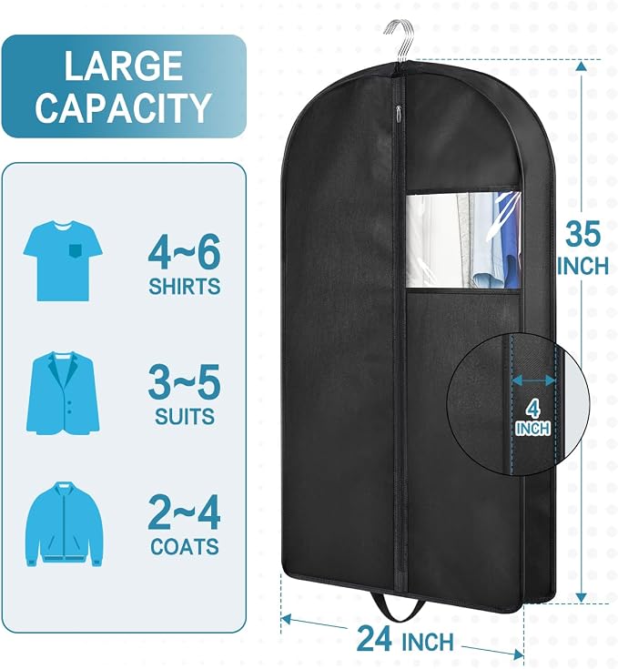 KIMBORA 35" Garment Bags for Hanging Clothes Travel - Image 2
