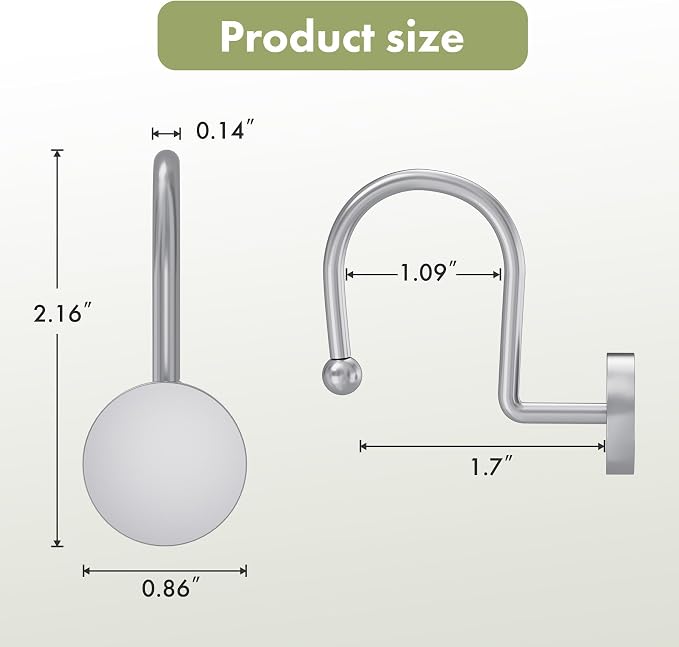 AmazerBath Shower Curtain Hooks Chrome Shower Curtain Rings, Heavy Duty Modern - Image 5