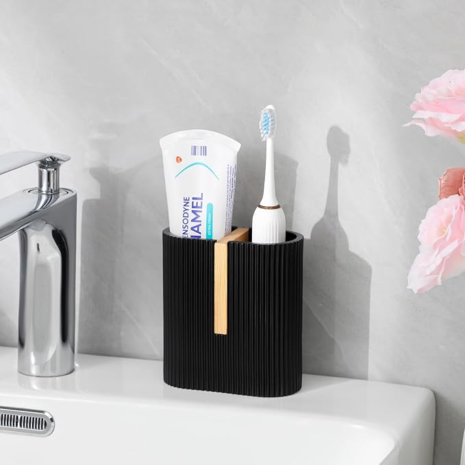Toothbrush Holders for Bathroom, Bamboo Electric Toothbrush Stand, Bathroom - Image 3
