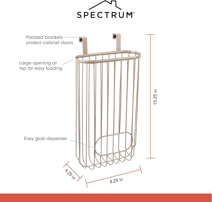 Spectrum Ashley Over The Cabinet Plastic Bag Holder - Image 5