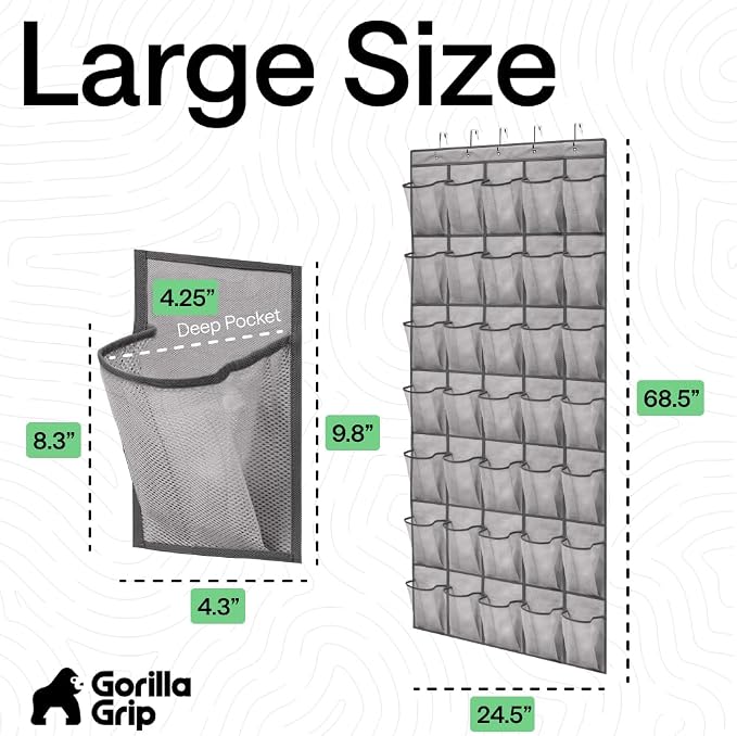 GORILLA GRIP Over the Door Shoe Organizer, 35 Large Pockets, Space Saving - Image 7