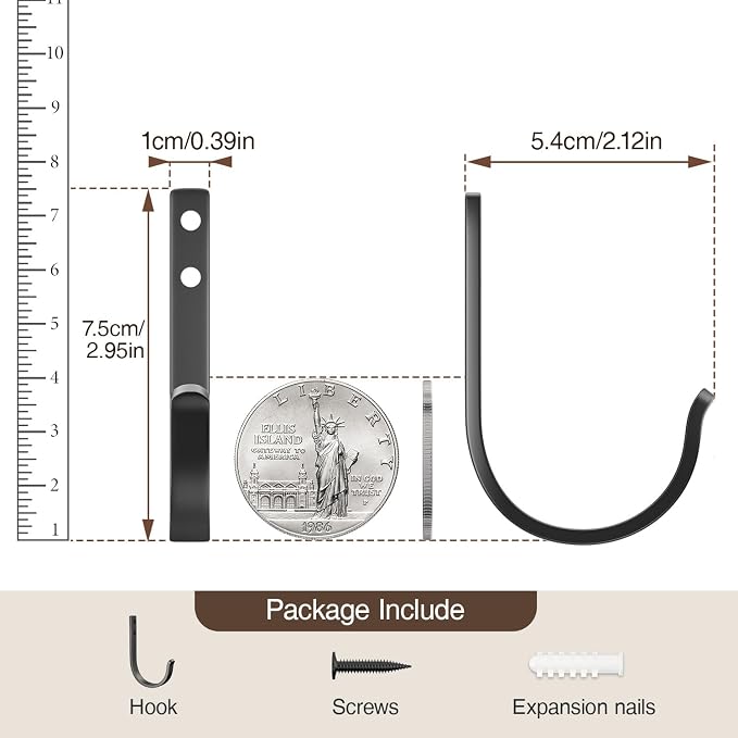 10-Pack 22LB Wall Hooks for Hanging Towel/Coat, for Outdoor, for Backpack - Image 5