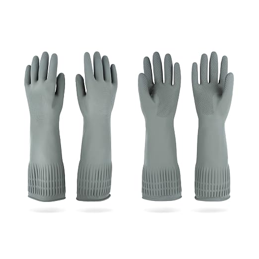 Mamison Rubber Dishwashing Gloves, Non-Slip Kitchen, 2 Pairs | Korean natural by QualityKitchenandHome
