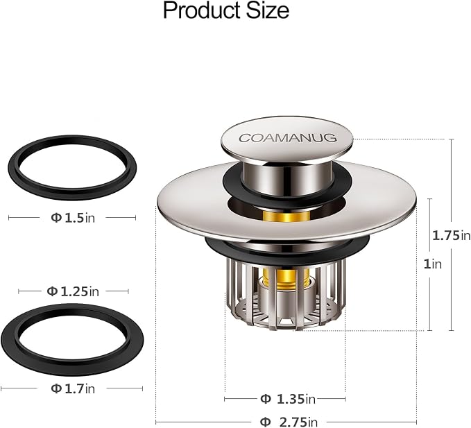 COAMANUG Bathtub Stopper | Pop-up Tub Stopper - Image 4