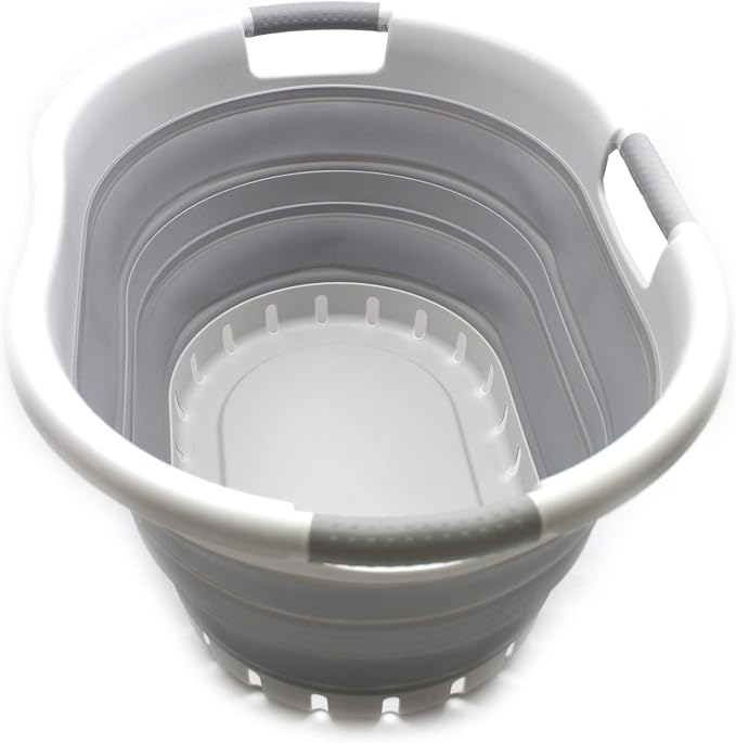 SAMMART 36L Collapsible 3 Handled Plastic Laundry Basket-Foldable Pop Up by SAMMART