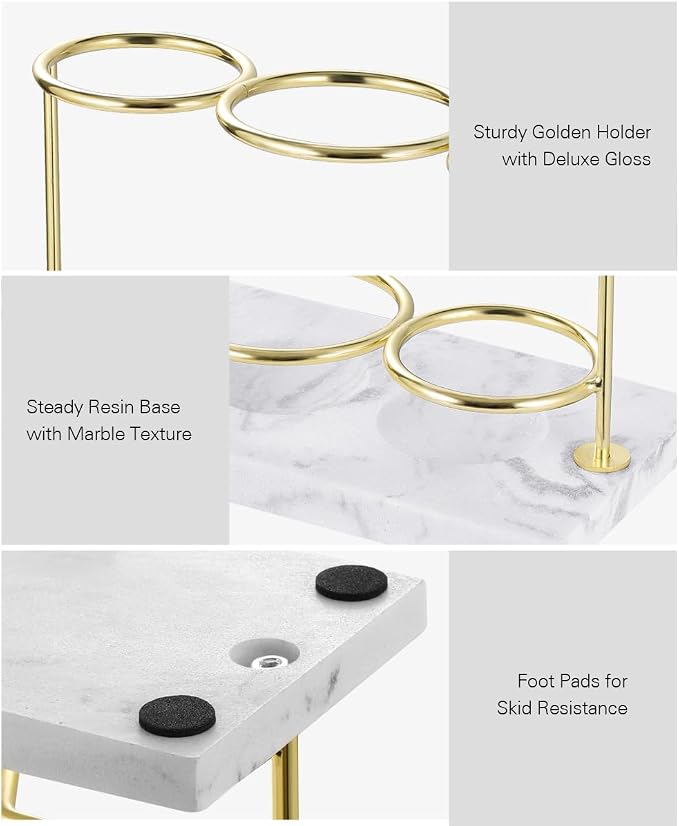 Emibele Electric Toothbrush Holder, 3 Slots 2-Layer Gold Toothbrush Holder | - Image 3