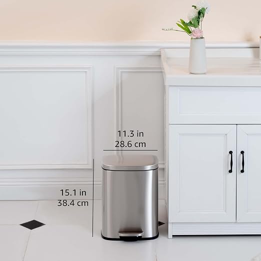 Amazon Basics SMALL Trash Can, 3.1 Gallon, Smudge Resistant Rectangular Bin - Image 3