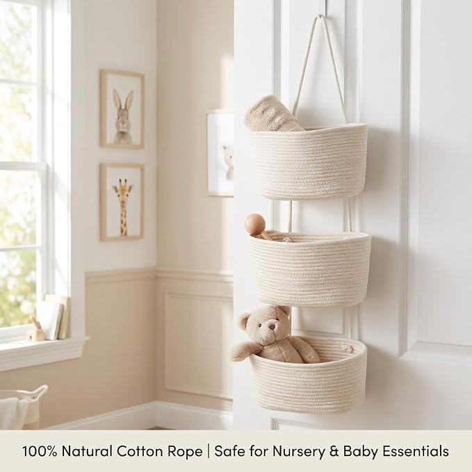 Over the Door Basket Organizer, 3 Tier Hanging Basket - Image 7