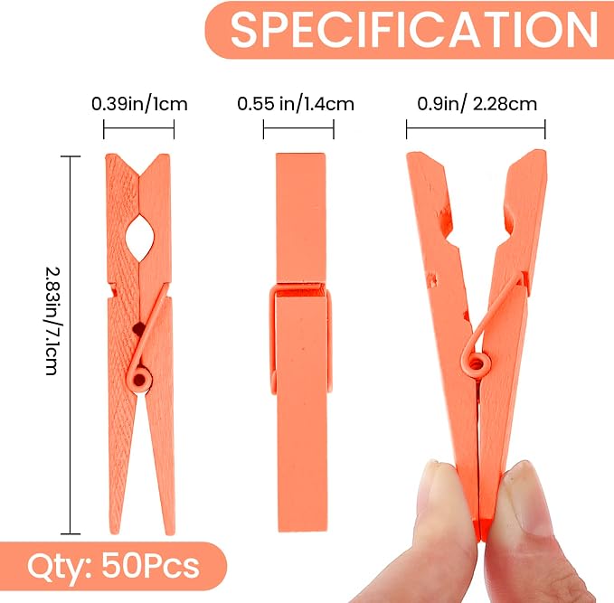 50PCS Colored Wooden Clothespins 2.9 Inch Color Clothes Pins - Image 7