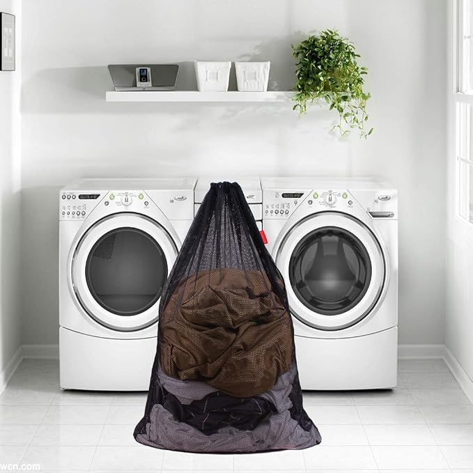 2 Pack Mesh Laundry Bags 24 x 36 Inches Drawstring Bag Black - Image 6