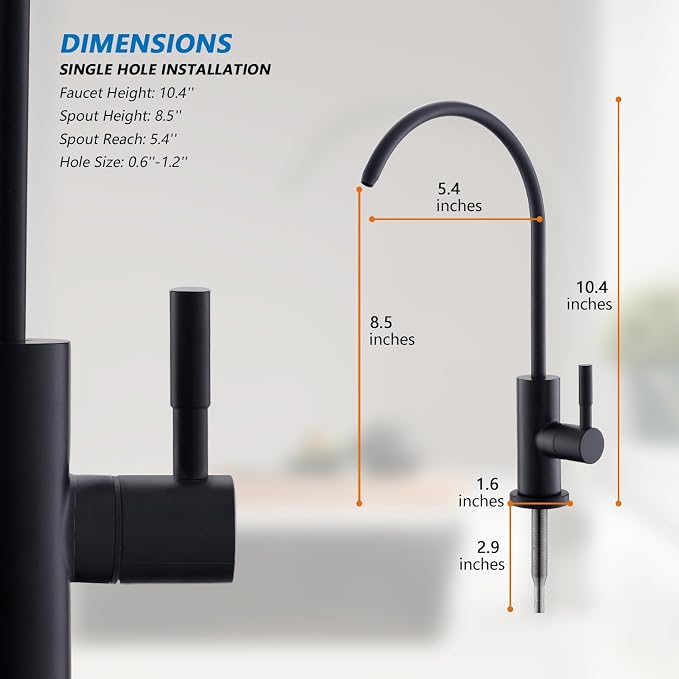 WEWE Drinking Water Faucet for RO System, Matte Black, Non-Air Gap | Lead-Free - Image 4