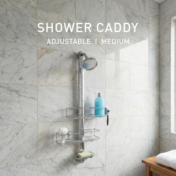 simplehuman Adjustable Shower Caddy, Stainless Steel and Anodized Aluminum - Image 3