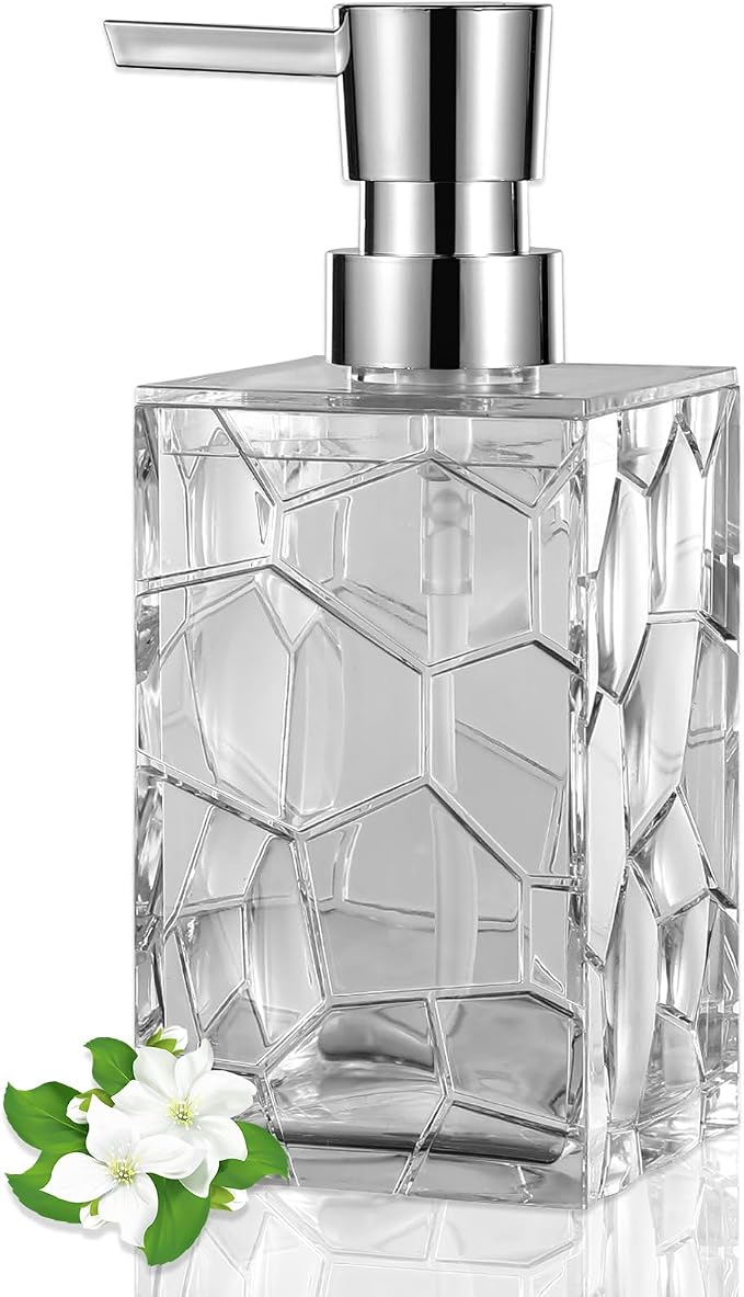 Clear Acrylic Pump Bottle Refillable Lotion Soap Dispenser 10oz | BPA-Free by JiatuA