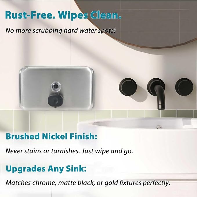 Commercial Soap Dispenser Wall Mount – Antirust Stainless Steel Liquid | 38.8oz - Image 2