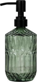 18oz Green Glass Soap Dispenser, Refillable Kitchen, Bathroom Thick Glass Soap by Hzxcuim