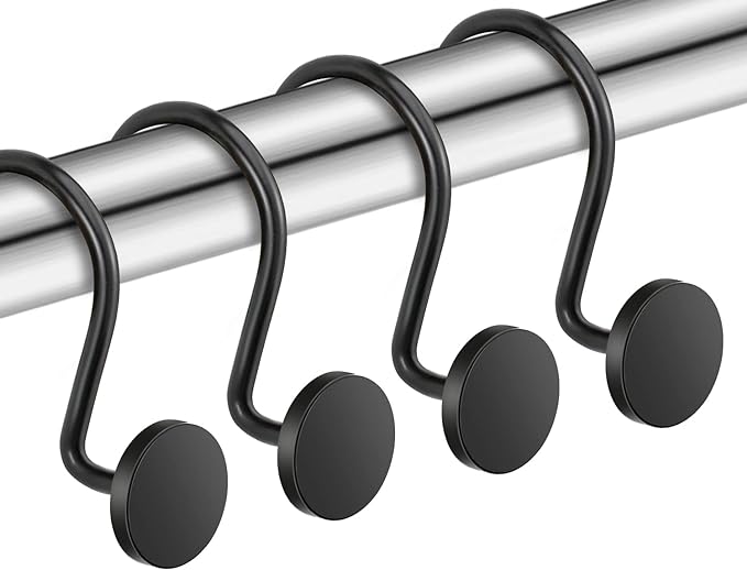 CHICTIE Black Shower Curtain Hooks, 12 Pieces, Shower Curtain Rings, Modern by CHICTIE