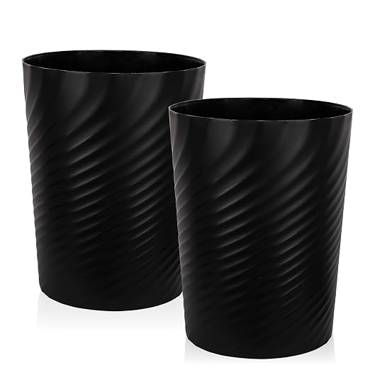 Plastic Small Bathroom Trash Can Wastebasket Garbage Can, 2 Pack | Sturdy-Easy by UUJOLY
