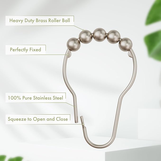 Decorative Shower Curtain Hooks, Shower Curtain Hooks Rust Proof Stainless - Image 4