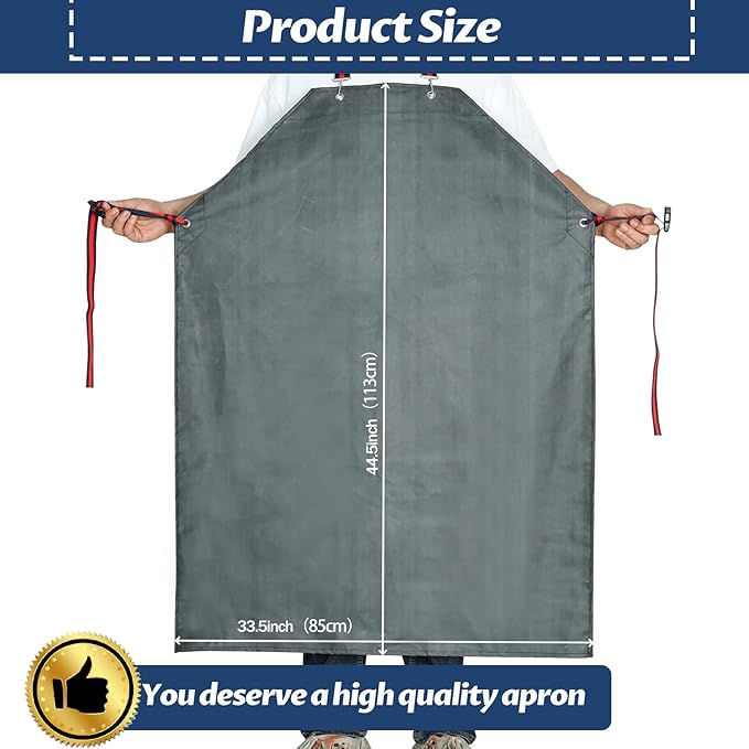 Thick Rubber Apron,Professional Waterproof Chemical Oil Resistant Aprons for Dishwashing,Dog Grooming,Butcher(1 pack)