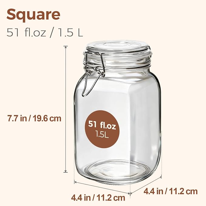 ComSaf Square Glass Canisters 51 oz 3 Pack - Image 2