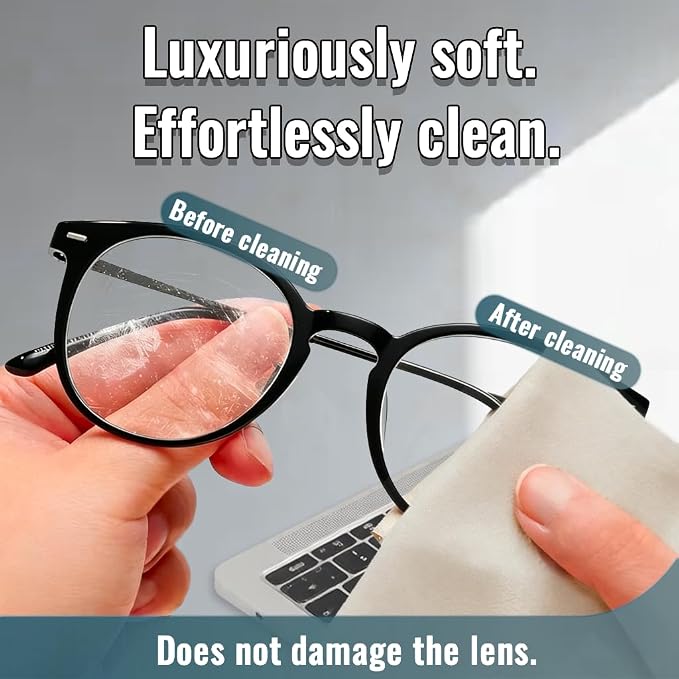 10 Pack Microfiber Chamois Cleaning Cloths, Safety & Scratch-Free Lens Cleaning - Image 3