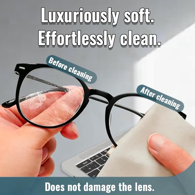 10 Pack Microfiber Chamois Cleaning Cloths, Safety &Scratch-Free Lens Cleaning - Image 5