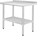HARDURA Stainless Steel Table with Backsplash Metel Prep Table Commercial Kitchen Workbench 24x48 Inches NSF