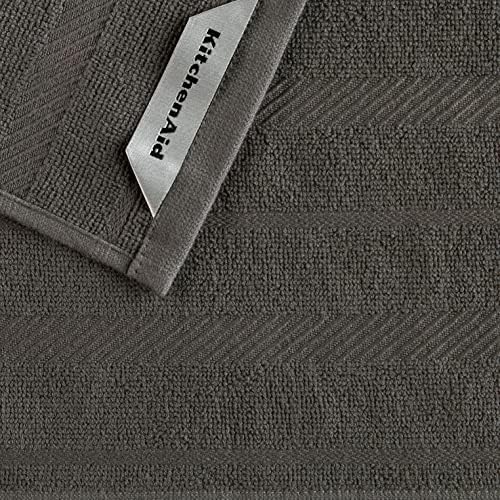 KitchenAid Albany Dishcloth 8 Pack Set, Charcoal Grey/White - Image 3