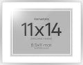 Homeforia 11x14 Diploma Frame Silver, High End Metal 11 x 14 Certificate Frames with Mat 8.5 by 11, 11by14 Document Frame Matted to 8.5x11, Award Graduation Frames, Tempered Glass, Wall Kit, Set of 1