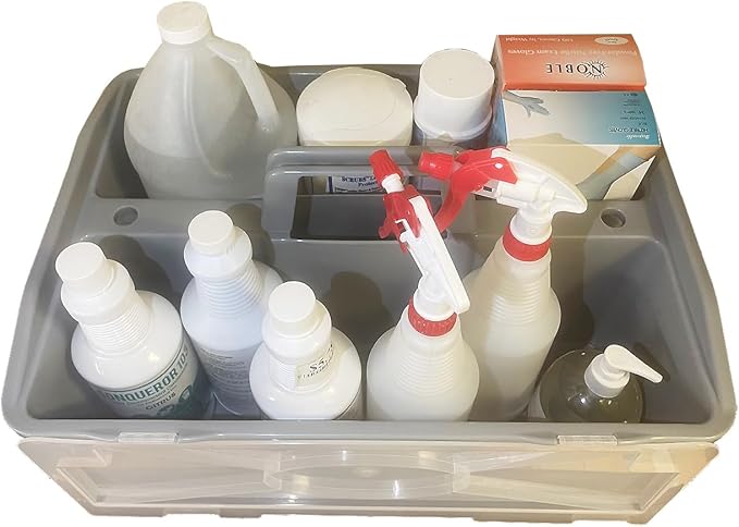 Extra Large 2 Compartment Cleaning Caddy Bucket Tool Supply Organizer with Handle