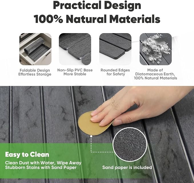 Stone Drying Mat for Kitchen Counter, Quick Diatomaceous Earth Mats for Dishes - Image 3