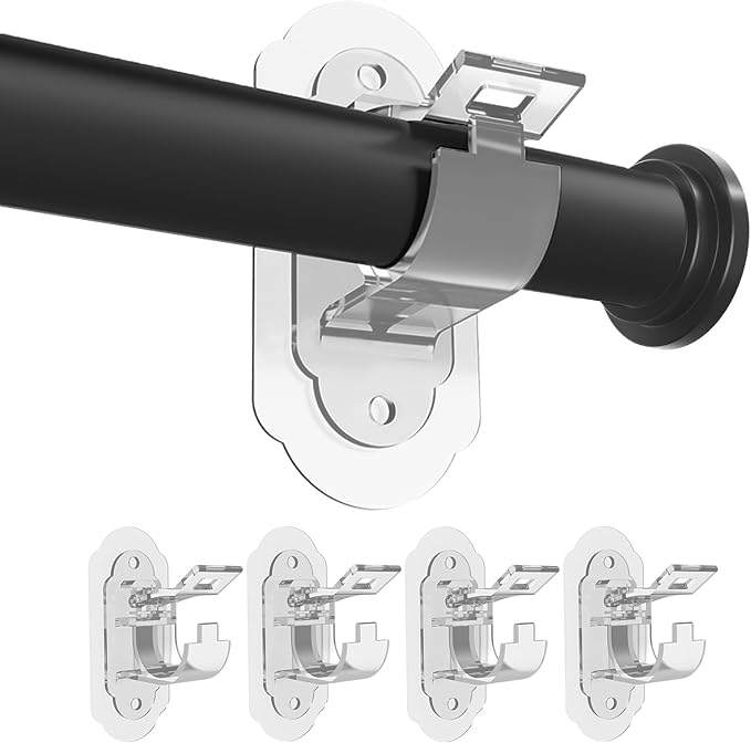 No Drill Curtain Rod Brackets， No Drill Needed Curtain Rod Holders, Adhesive by Unknown