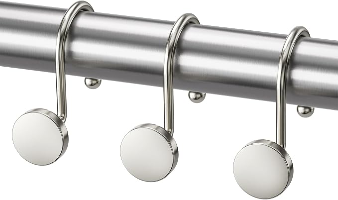 AmazerBath Shower Curtain Hooks Brushed Nickel Shower Curtain Rings, Heavy Duty - Image 9