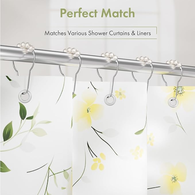 White Shower Curtain Hooks, Shower Curtain Hooks, Decorative Stainless Steel - Image 7